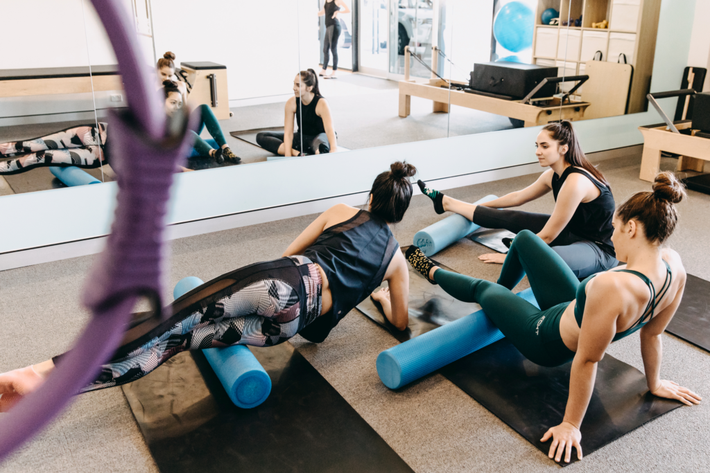 Three women stretching at a lifeready physio